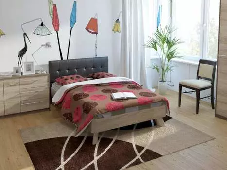 Кровать двухспальная 17 (МДК 4.11) с мягким изголовьем 13 (Корвет)