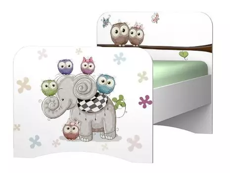 Кровать Смарти с фотопечатью Совята 80х160 (Премиум)