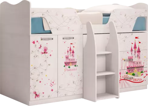 Кровать со столом и шкафом №9 Принцесса (Ижмебель)
