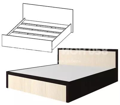 Кровать Зиля ЛДСП с МДФ-накладками (Регион 058)