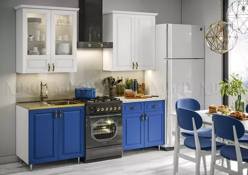 Кухня Констанция Белый/Ультрамарин (синий) (разный размер) (Миф)