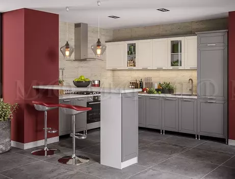 Кухня Монако Компоновка №1 Софт ваниль/графит (Миф)