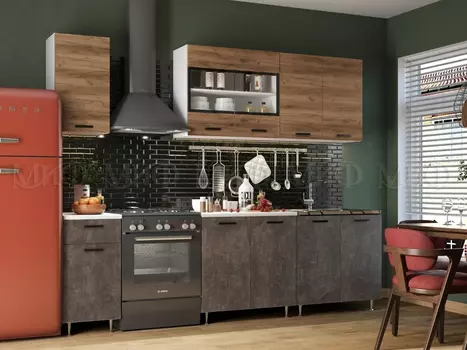 Кухня Рио Дуб крафт/Бетон темный (Миф)