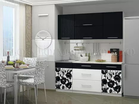 Кухня с фотопечатью Маки черные (Миф)