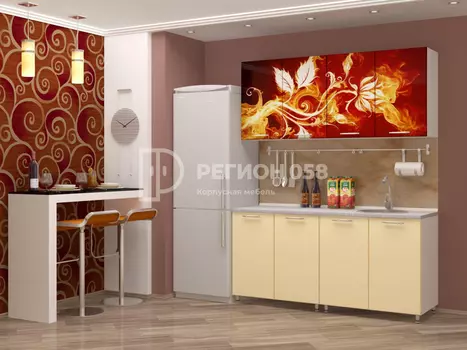 Кухня с фотопечатью Огненный цветок (Регион 058)
