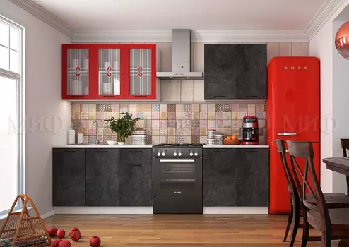 Кухня Техно 2,0м Камень темный/Шардоне (Миф)