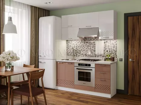 Кухня Волна Белый глянец теплый/Капучино (разный размер) (Миф)