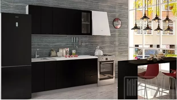 Кухонный гарнитур СОФИЯ 1,8м с фасадами черная шагрень ИЦ