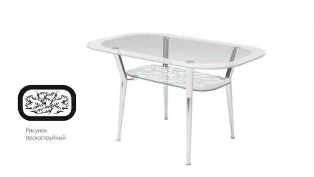 Кухонный стол СО-4С стеклянный с полкой (Марибель)