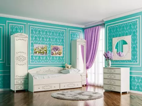 Модульная детская Каролина вудлайн кремовый (Олмеко)