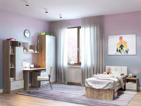 Модульная детская Лего Дуб бунратти/Белый (Премиум)