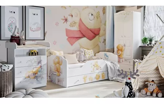 Модульная Детская «Тедди» (Белый с рисунком) Трия