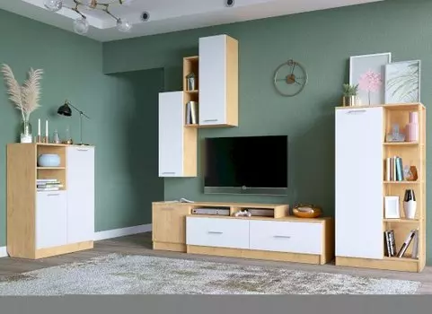 Модульная гостиная Лего Дуб бунратти/Белый (Премиум)