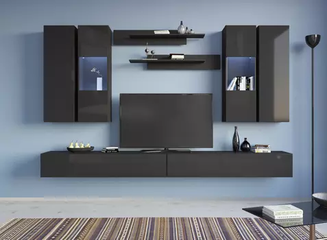 Модульная гостиная Point Черный/Черный глянец (НК-Мебель)