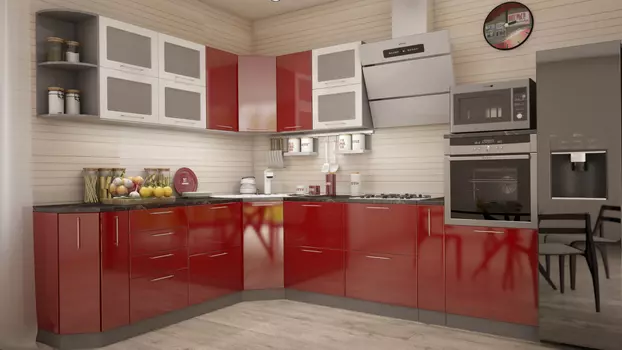 Модульная кухня София с фасадами белый металлик/гранат металлик/сирень металлик (Интерьер Центр)