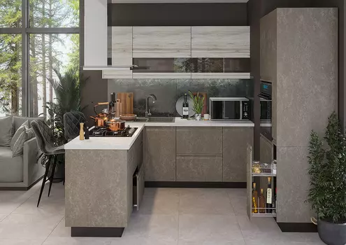 Модульная кухня София с фасадами Бруклин (скандинавский клен) (Интерьер Центр)