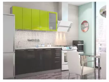 Модульная кухня София с фасадами зеленый металлик/черный металлик (Интерьер Центр)