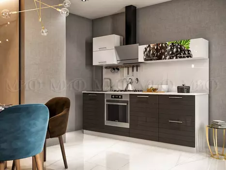 Модульная кухня Техно-3 Черный металлик МДФ (Миф)