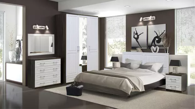 Модульная спальня Ивушка-10 / Прованс со светлым фасадом и фрезеровкой (Марибель)