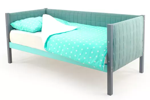 Мягкая детская кровать-тахта Skogen графит-мятный (Бельмарко)