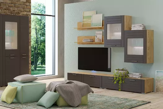 НАБОР ГОСТИНОЙ LIVORNO ( помодульно) софт графит СИЛ