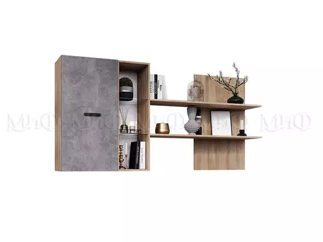 Навесной шкаф с полкой Ненси New Бетон (Миф)