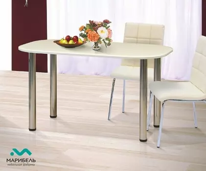Обеденный стол прямоугольный 1300*700 на хромированных ножках (Марибель)