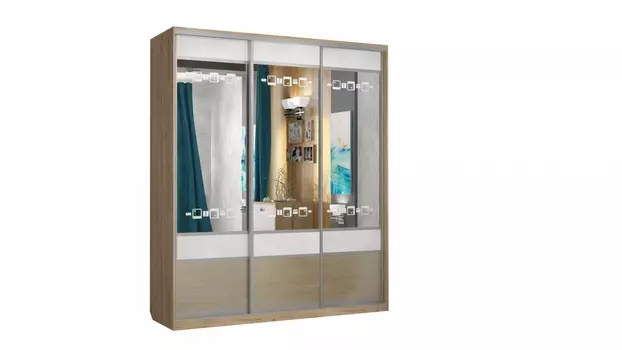 Шкаф купе 3-х дверный фасад Фиджи (Марибель)