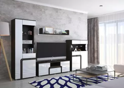 Стенка Марсель с глянцевыми фасадами (Горизонт)