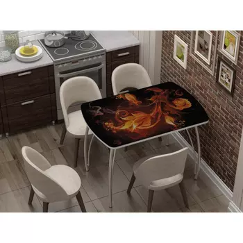 Стол кухонный бочонок с фотопечатью Огненный цветок (Регион 058)