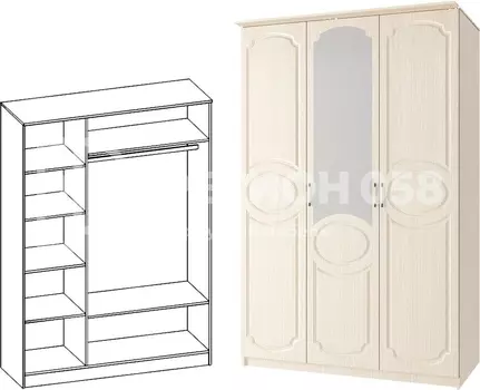 Трехстворчатый шкаф Карина-7 МДФ (Регион 058)