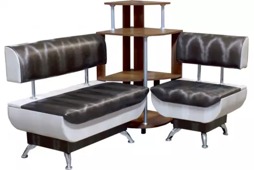 Угловая скамья Мираж-2 с этажеркой (Премиум)