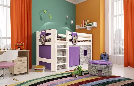 Вариант 11 Низкая кровать СОНЯ с прямой лестницей МБГ