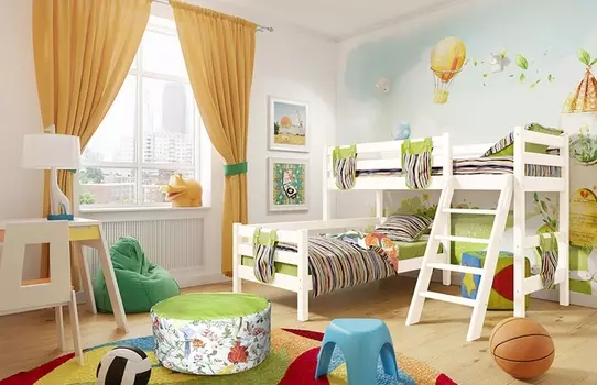 Вариант 8 Угловая кровать СОНЯ с наклонной лестницей МБГ