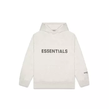 ESSENTIALS 3D Silicon Applique Pullover Hoodie Light Heather Oatmeal (FW20)