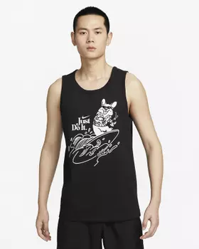 Raccoon Surfer Tank Top Black