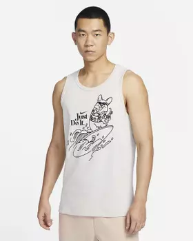 Raccoon Surfer Tank Top White