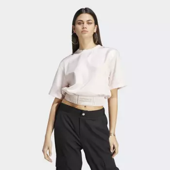 Satin Rib Wastband Loose Tee White