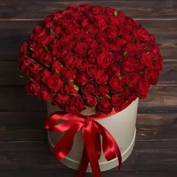 101 Красная Роза (30-40 см.) в коробке