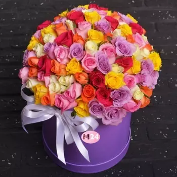 101 Роза Микс (30-40 см.) в коробке