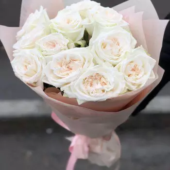 11 Пионовидных Роз Вайт Охара (50 см.)