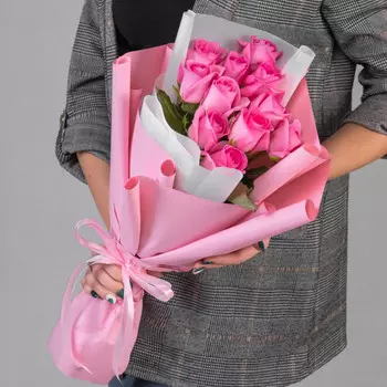11 Розовых Роз (50 см.)