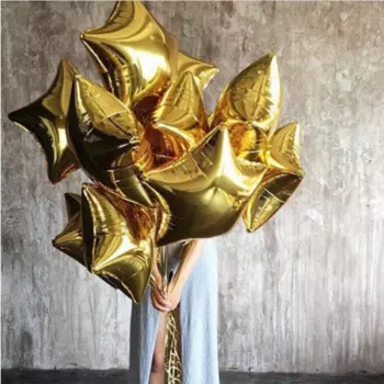 11 Воздушных Шаров "Звезды" (Золото)