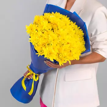 11 Желтых Кустовых Хризантем