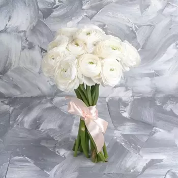 15 Белых Ранункулюсов