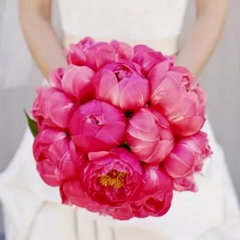 15 Коралловых Пионов в букете невесты