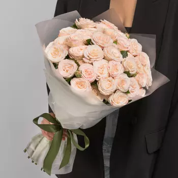 15 Кустовых Пионовидных Кремовых Роз (50 см.)