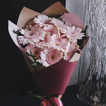 15 Розовых Гербер