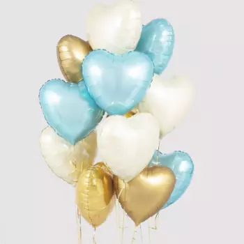 15 Воздушных Шаров "Сердце" (Голубой)