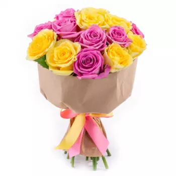 15 Желтых и Розовых Роз (50 см.)